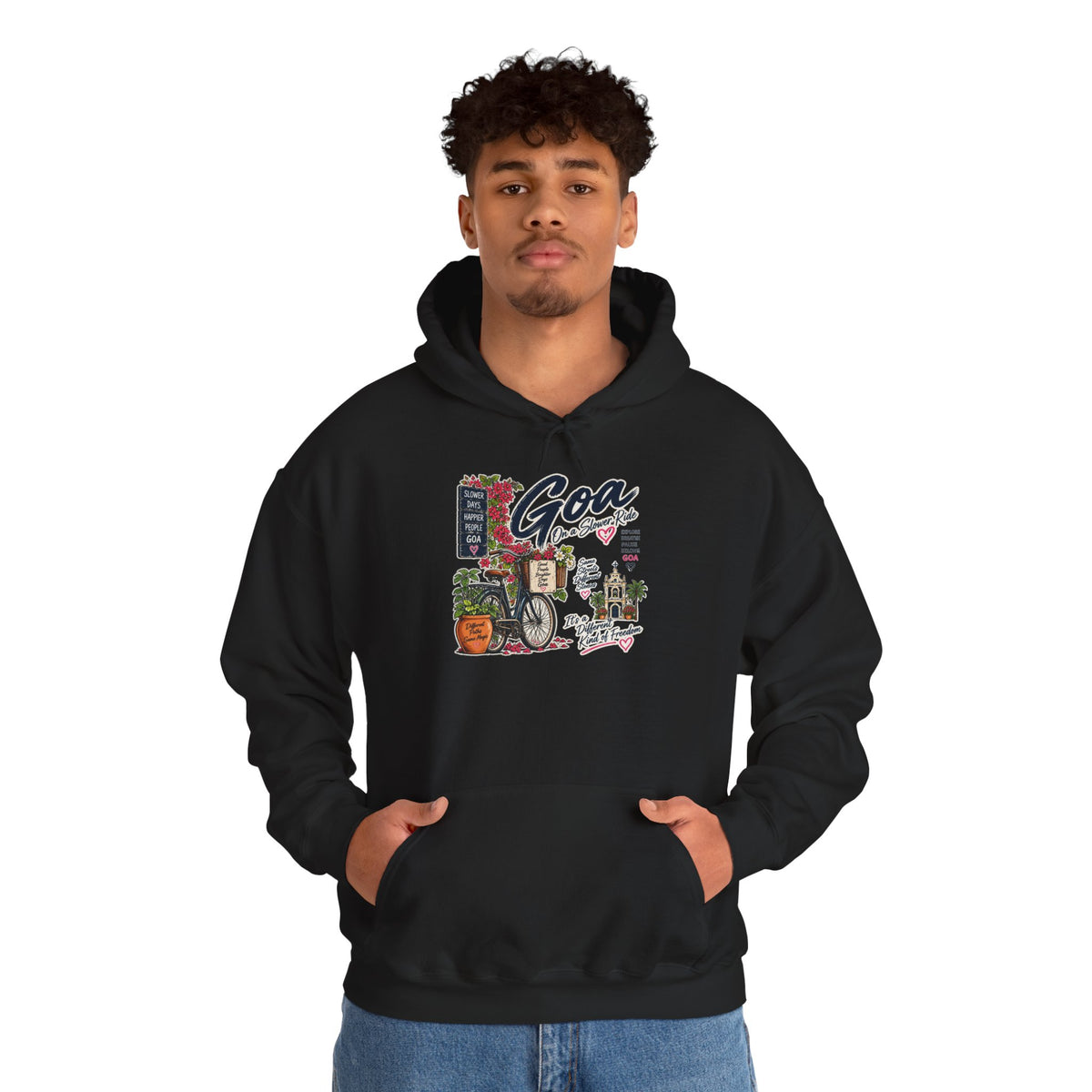 Goa On a Slow Ride Hoodie | Goan Bicycle Art