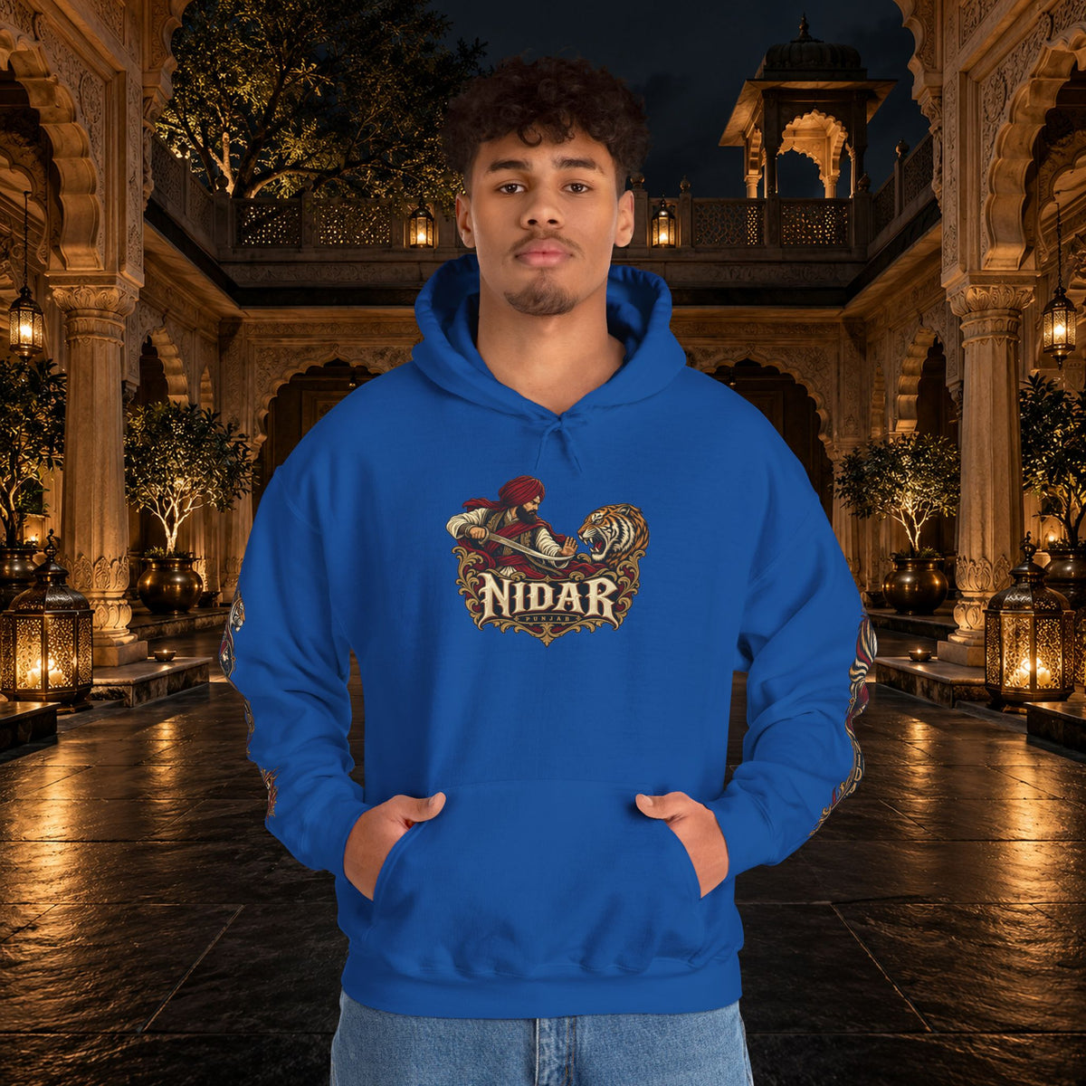 NIDAR Tiger and Bear Graphic Hoodie