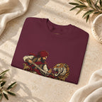 Nidar Courage Does Not Bow Warrior Tiger Crewneck Sweatshirt