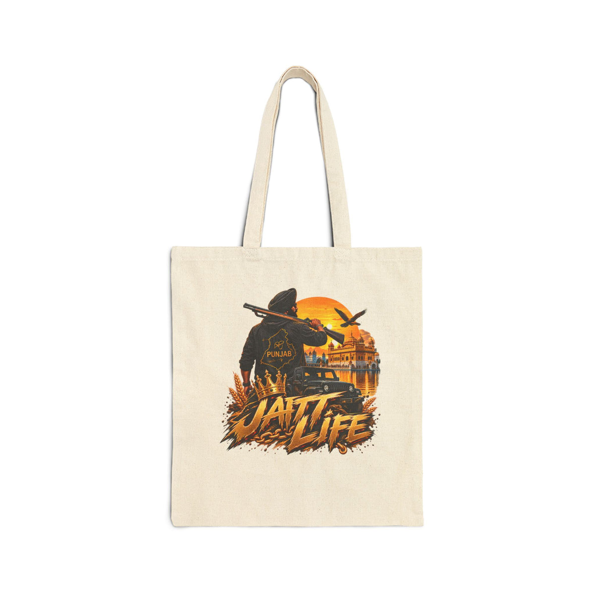 Additional view of Jail Life Canvas Tote Bag — Retro Prisoner Sunset Design (3)