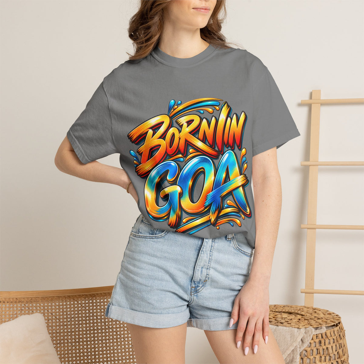 Born in Goa Graphic Tee | Garment-Dyed Cotton T-Shirt