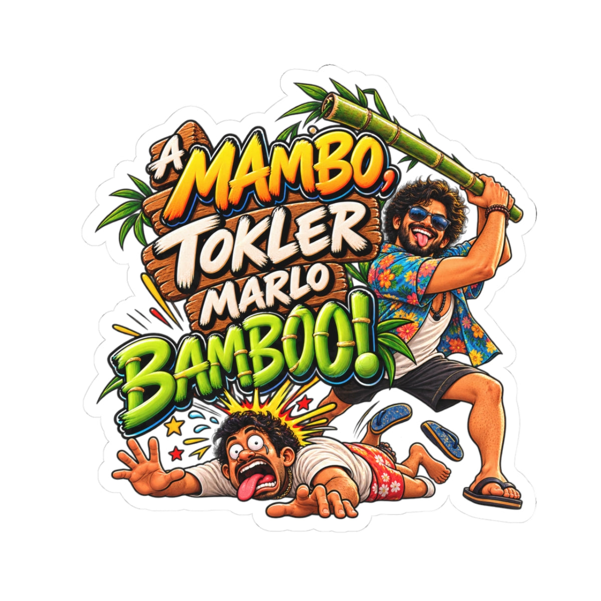 Additional view of A Mambo, Tokler Marlo Bamboo! Goan Heritage Kiss-Cut Sticker (2)