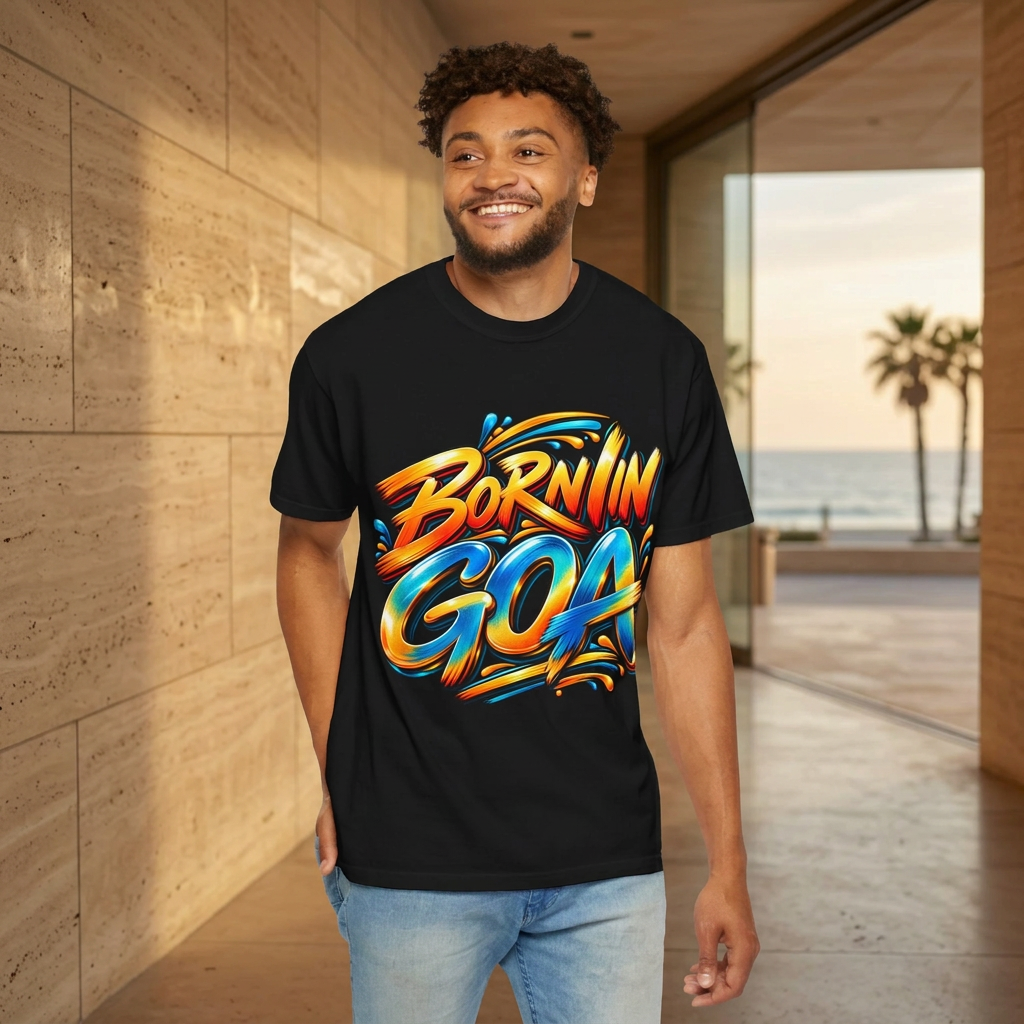 Born in Goa Graphic Tee | Garment-Dyed Cotton T-Shirt
