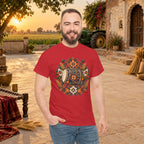 Vintage Folk Art Tractor & Drum Graphic T-Shirt