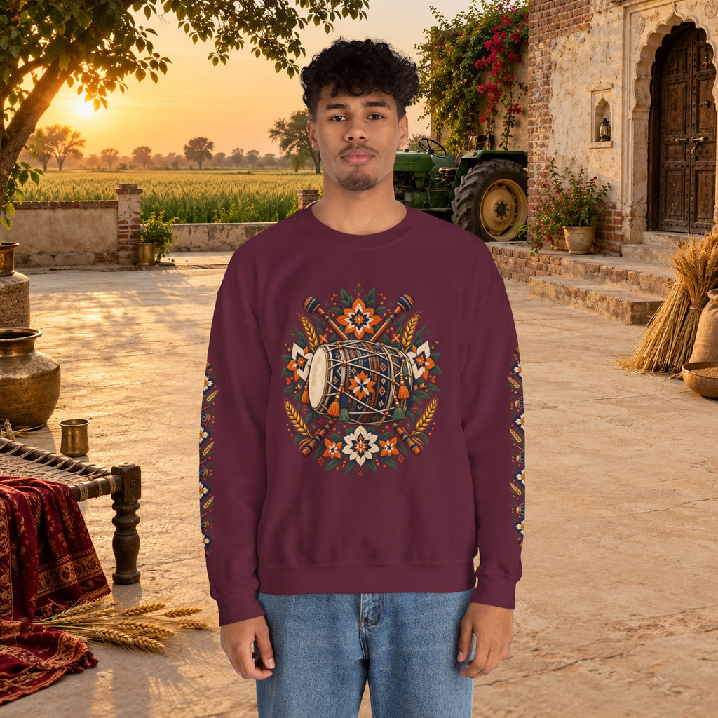 Boho Folk Drum Sweatshirt – Tribal Music Festival Crewneck