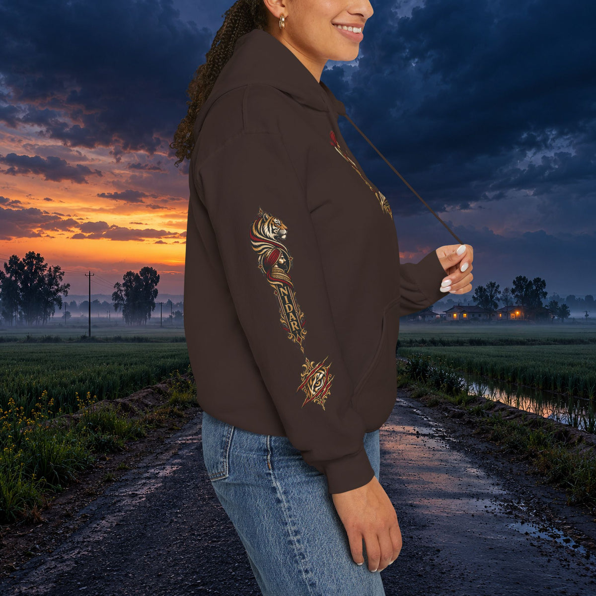 NIDAR Tiger and Bear Graphic Hoodie