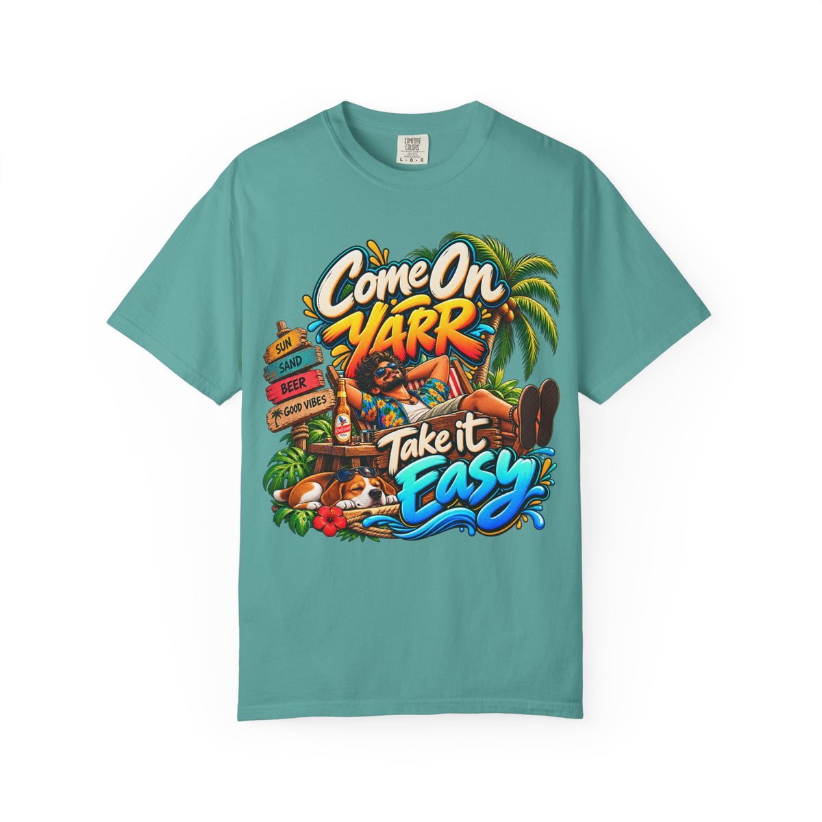Come On Yarr / Take It Easy Goa-Inspired Garment-Dyed T-Shirt