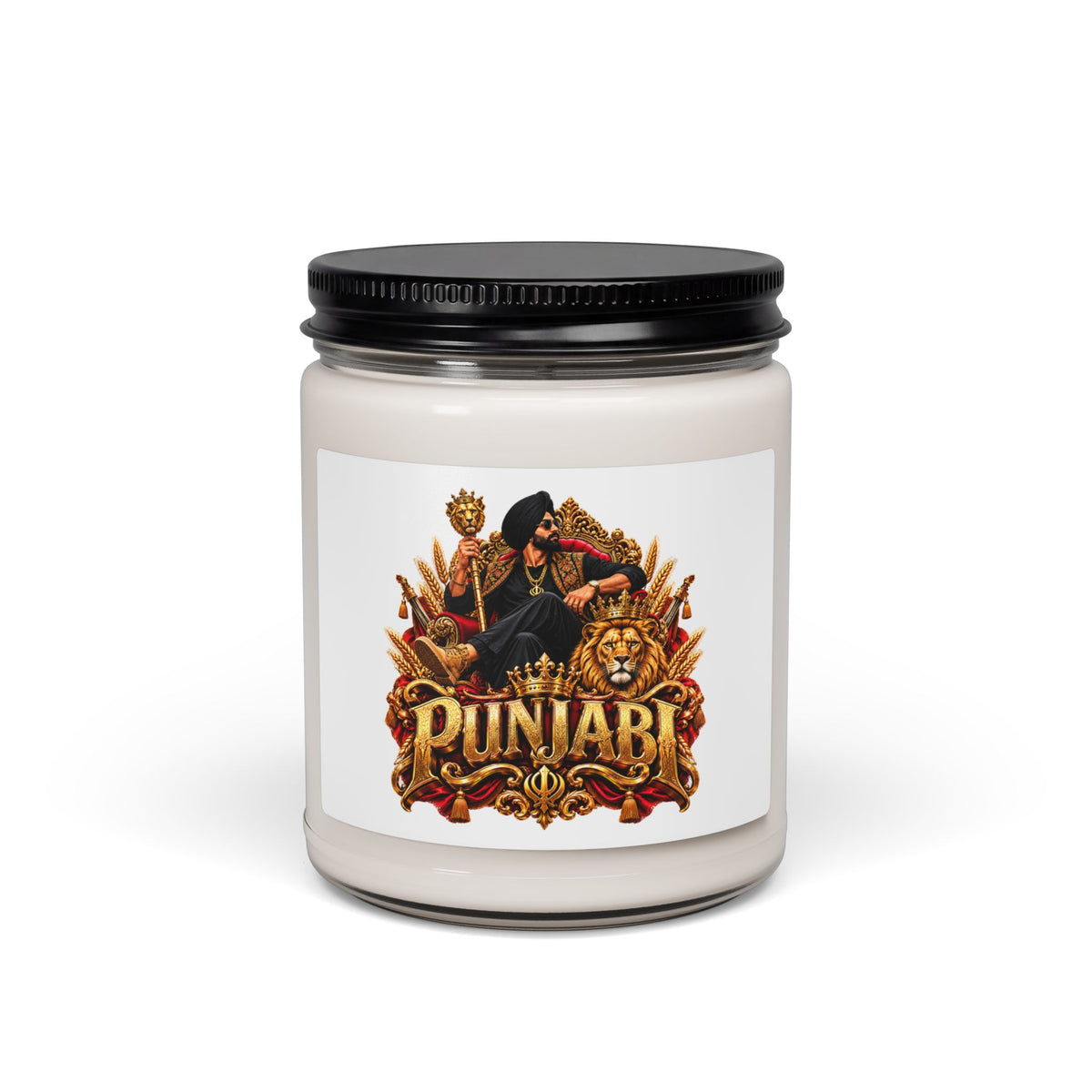 Punjabi Lion Scented Soy Candle – 9oz Aromatic Jar — product image 4