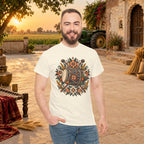 Vintage Folk Art Tractor & Drum Graphic T-Shirt