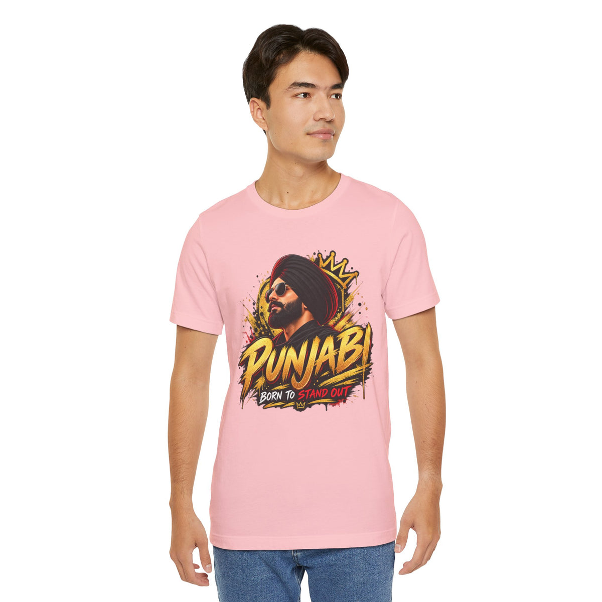 Punjabi Born to Stand Out Graphic T-Shirt | Turban Portrait Tee