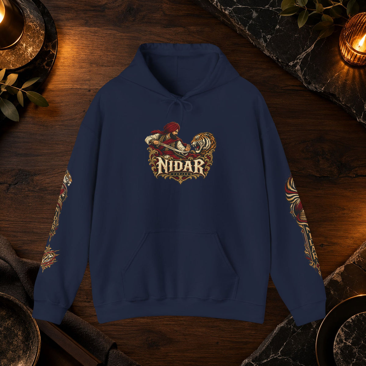 NIDAR Tiger and Bear Graphic Hoodie