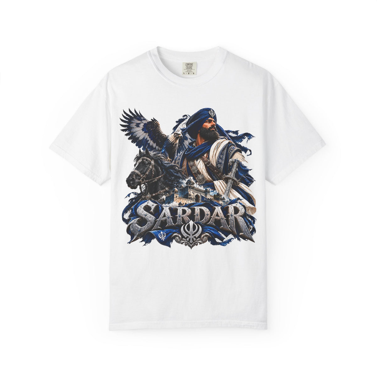 Additional view of Sardar Graphic T-Shirt – Patriotic Sikh Warrior Design (2)