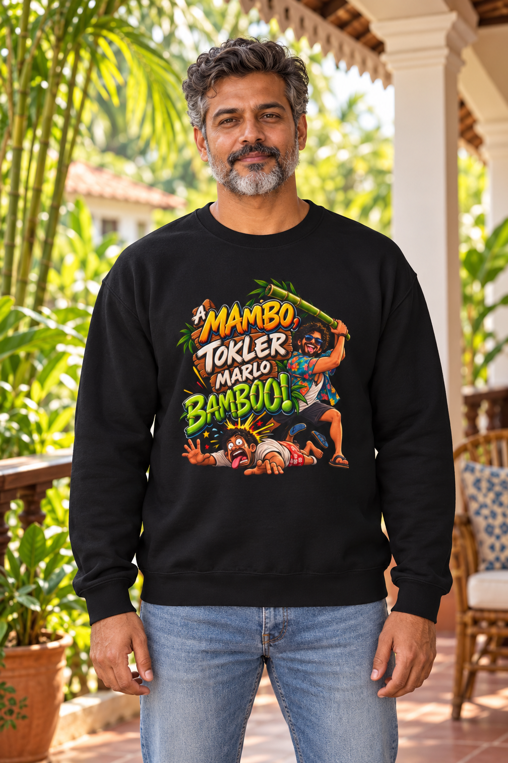 A Mambo Tokler Marlo Bamboo centered sweatshirt mockup 4