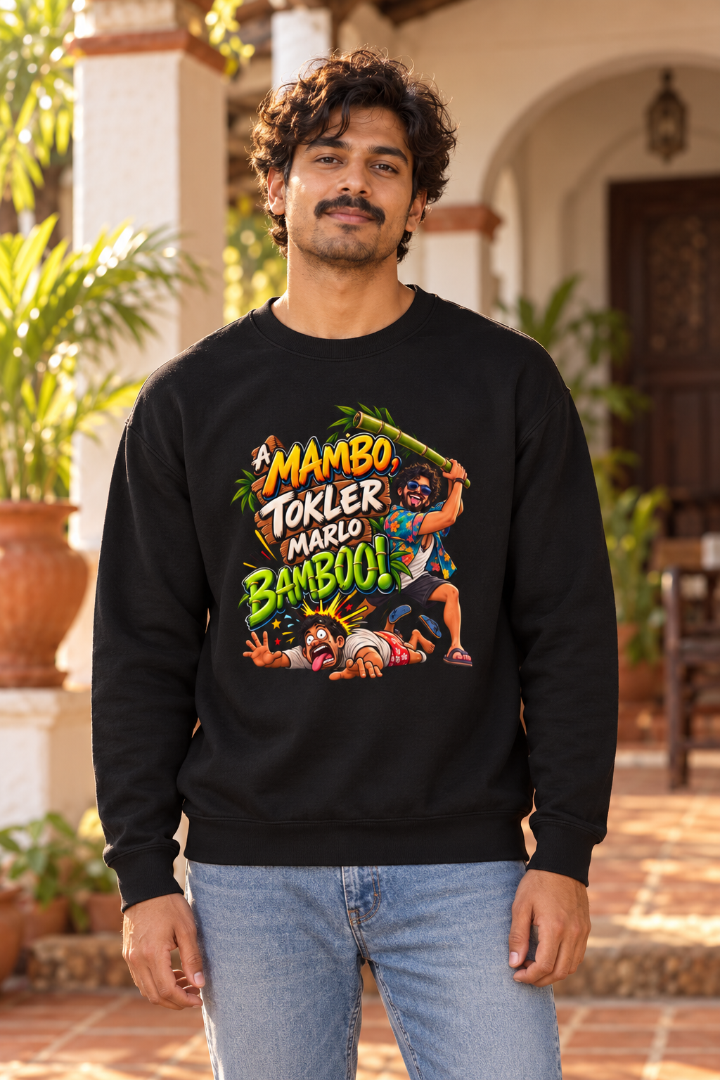 A Mambo Tokler Marlo Bamboo centered sweatshirt mockup 5