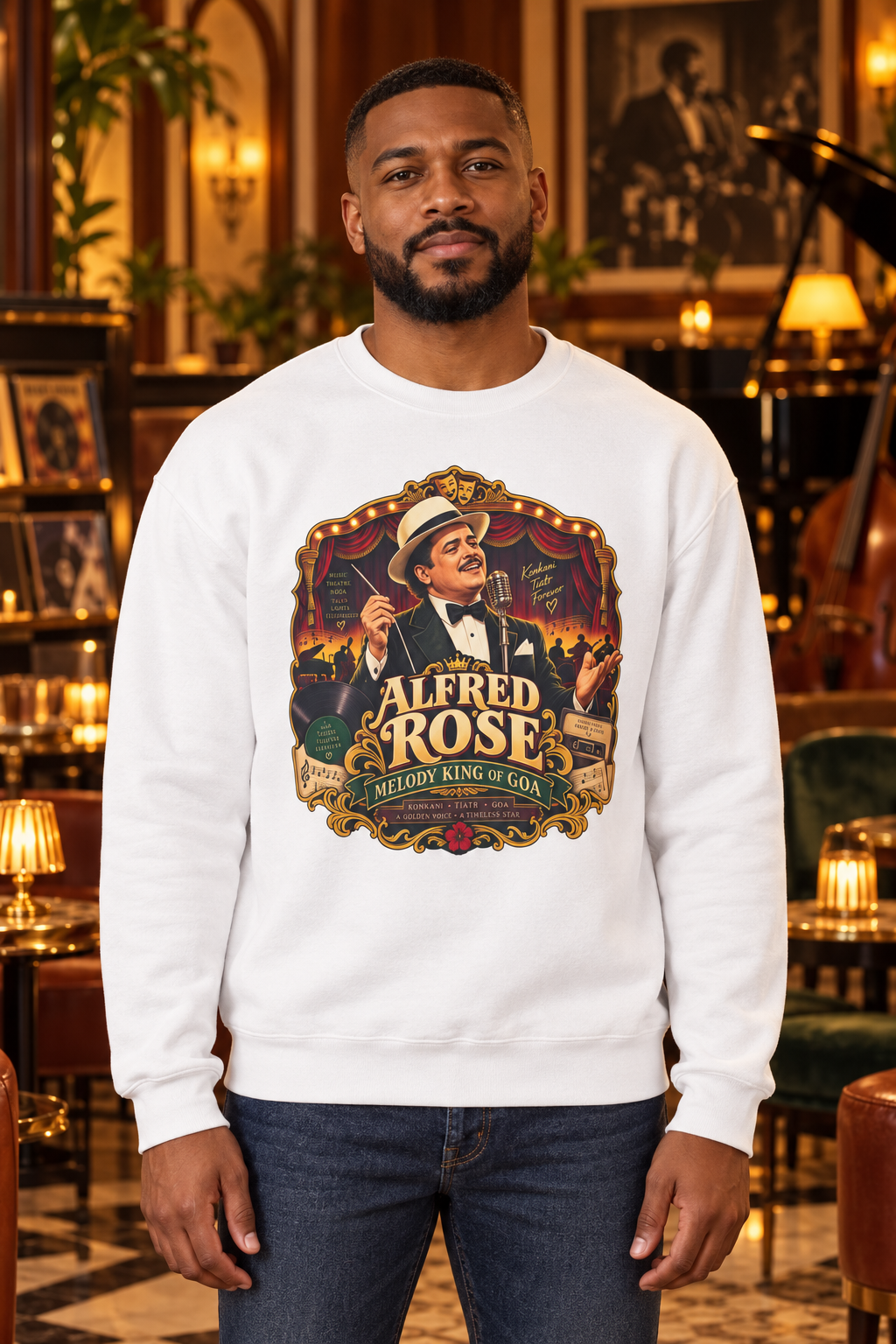Alfred Rose jazz centered sweatshirt mockup 3
