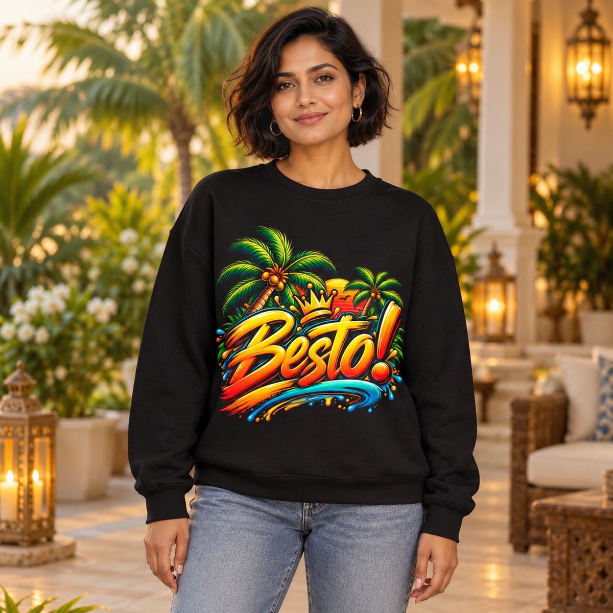 Besto Goa centered sweatshirt lifestyle mockup 3