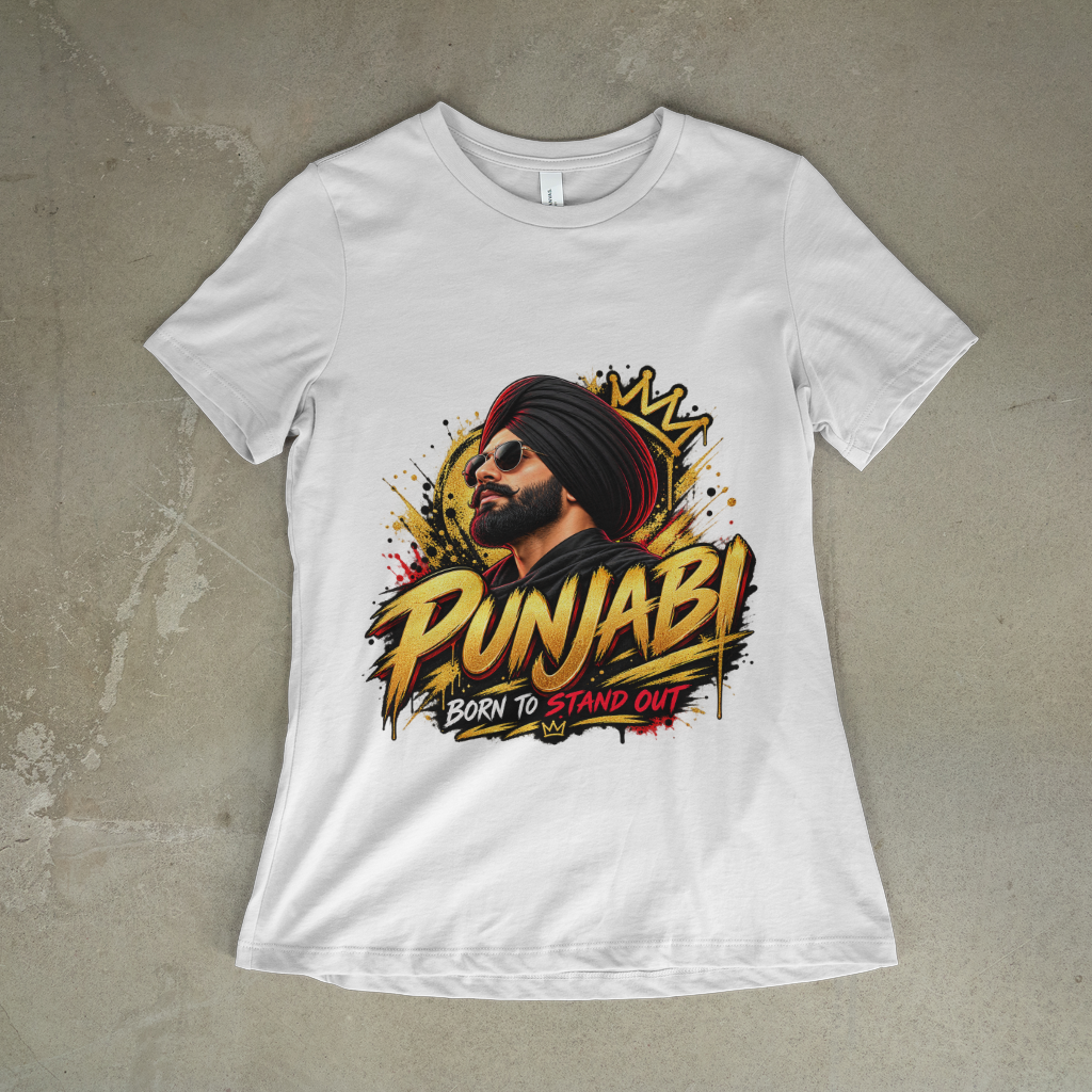KAVSEN approved preview — Punjabi Born to Stand Out T-Shirt — front studio
