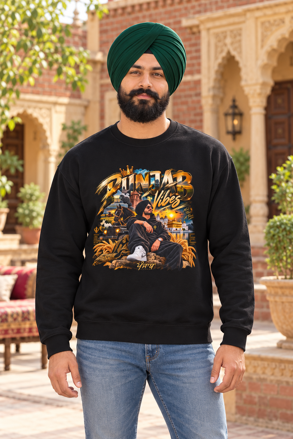 Crewneck Sweatshirt — Summer Vibes Graphic Pullover — premium centered mockup 1