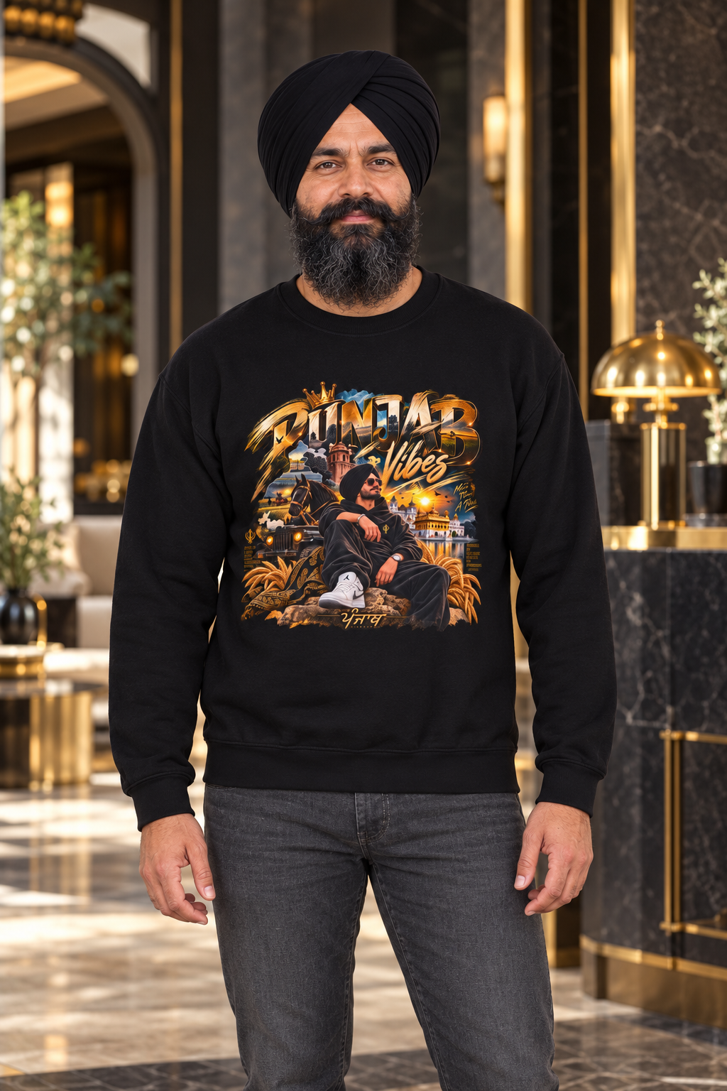 Crewneck Sweatshirt — Summer Vibes Graphic Pullover — premium centered mockup 2