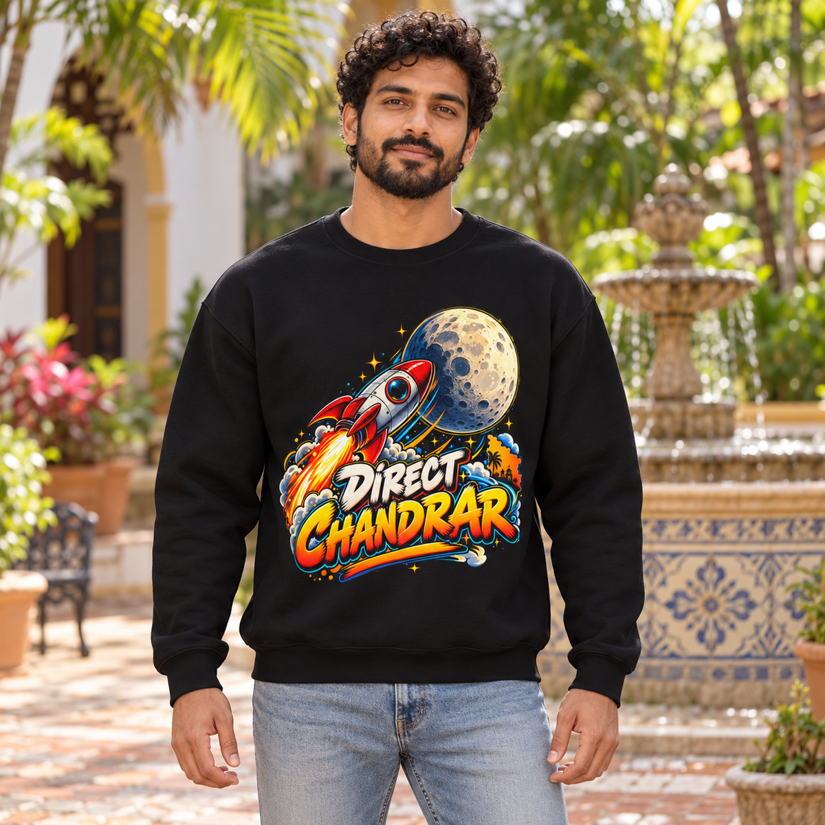 DIRECT CHANDRAR | Goan Heritage Crewneck Sweatshirt — premium centered mockup 3