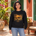 Crewneck Sweatshirt - Vintage Sunset Beach Graphic with 'AFT' Script — premium centered mockup 1